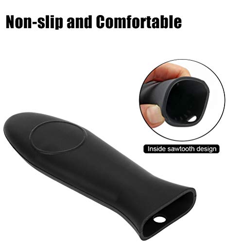 Emoly Silicone Hot Handle Holder, 3 Pack Pot Holders Cover Rubber Hot Resistant Non Slip Pot Holder Sleeves for Cast Iron Skillets Metal Frying Pans Aluminum Cookware Handles (Black) - Image 2