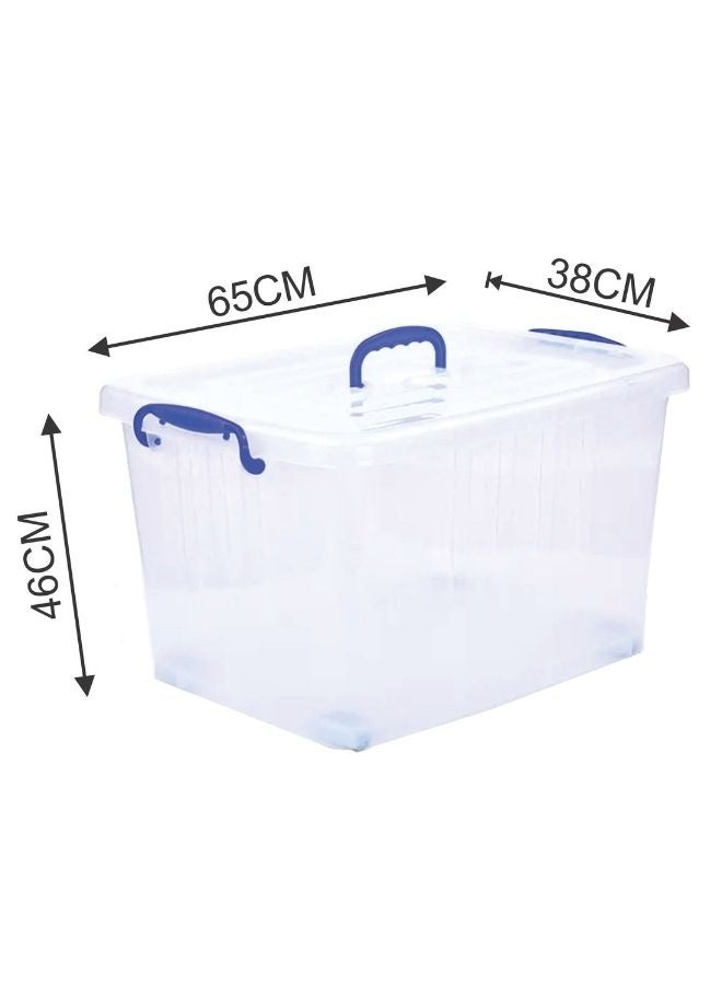 هيواري صندوق تخزين بلاستيكي من هايوير، سعة ٨٠ لترًا، بغطاء قابل للقفل وعجلات | صناديق تخزين بلاستيكية شفافة بأغطية | منظم شفاف للملابس والألعاب والأدوات والحرف اليدوية | حاويات تخزين منزلية - Image 2