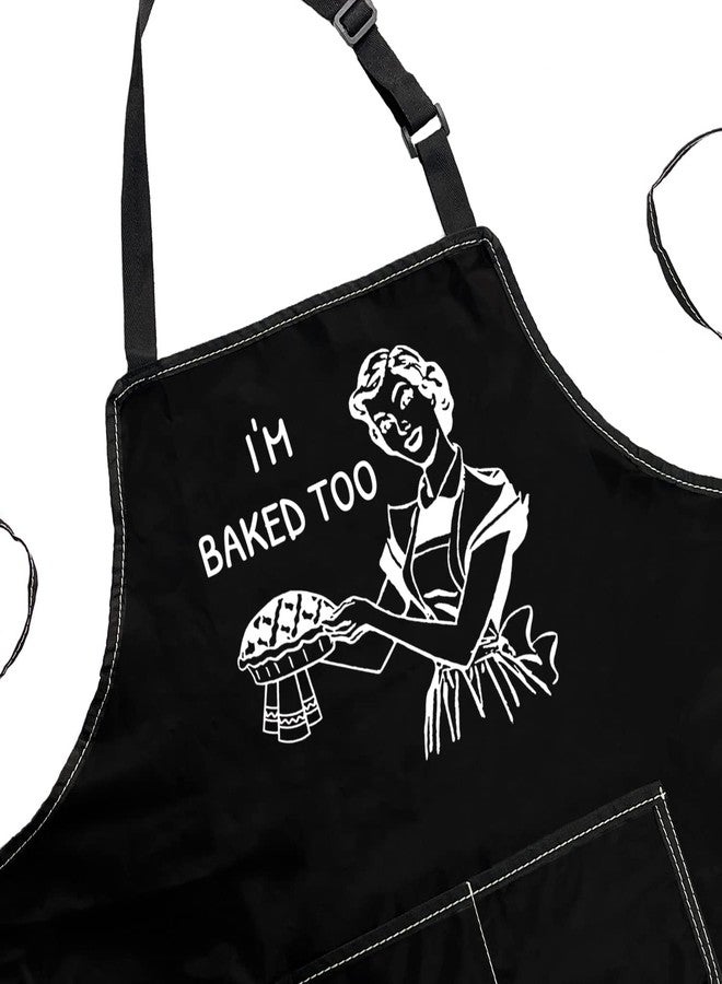 POFULL Funny Cooking Apron with Pocket I'm Baked Too Apron Baking Gift (I'M BAKED Apron) - Image 2