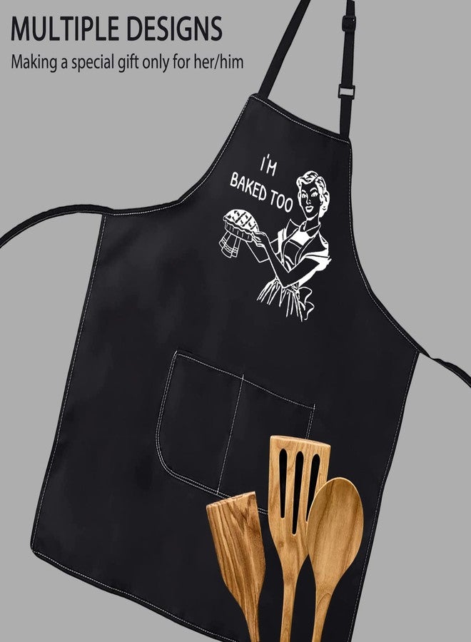 POFULL Funny Cooking Apron with Pocket I'm Baked Too Apron Baking Gift (I'M BAKED Apron) - Image 3