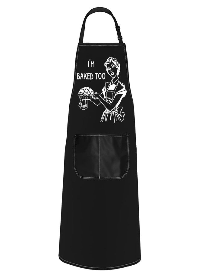 POFULL Funny Cooking Apron with Pocket I'm Baked Too Apron Baking Gift (I'M BAKED Apron) - Image 1