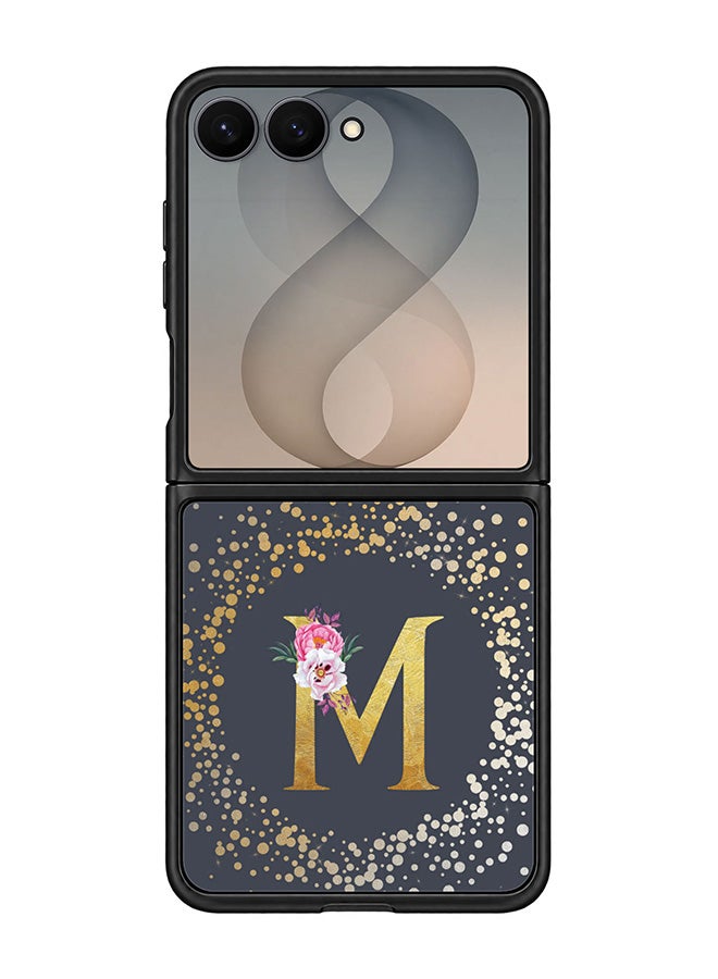 Stylizedd Rugged Case for Samsung Galaxy Z Flip8- Slim Fit Hybrid Rubber Cover Floral Monogram - M (Grey)