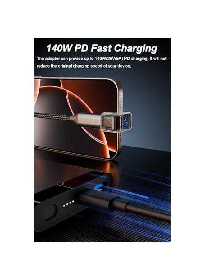 Generic - USB C Adapter with Digital Display, 180 Degree Male to Female Connector for Switch, iPhone, iPad, MacBook - Smart LED Display Support Voltage, Current, Power - Pack of 2 - Image 1