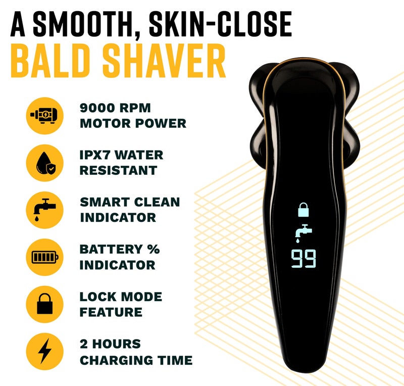 The Cut Buddy Bald Buddy Head Shaver for Men, Waterproof, Rechargeable Electric Razor, Cordless, Ergonomic Design, Battery & Cleaning Indicator, The Cut Buddy - Image 3