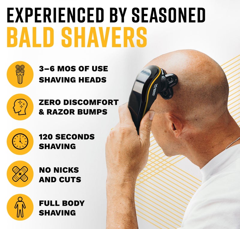 The Cut Buddy Bald Buddy Head Shaver for Men, Waterproof, Rechargeable Electric Razor, Cordless, Ergonomic Design, Battery & Cleaning Indicator, The Cut Buddy - Image 5