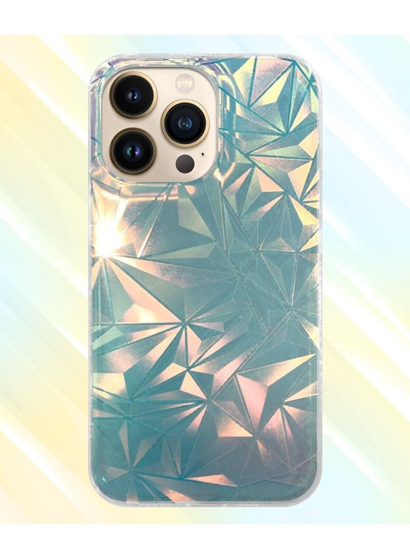 JOWAY iPhone 13 Pro Max Holographic Abstract Art Case Cover Gradient Rainbow Color Effect Aesthetic Painting Geometric Pattern Back Cover  - Image 4
