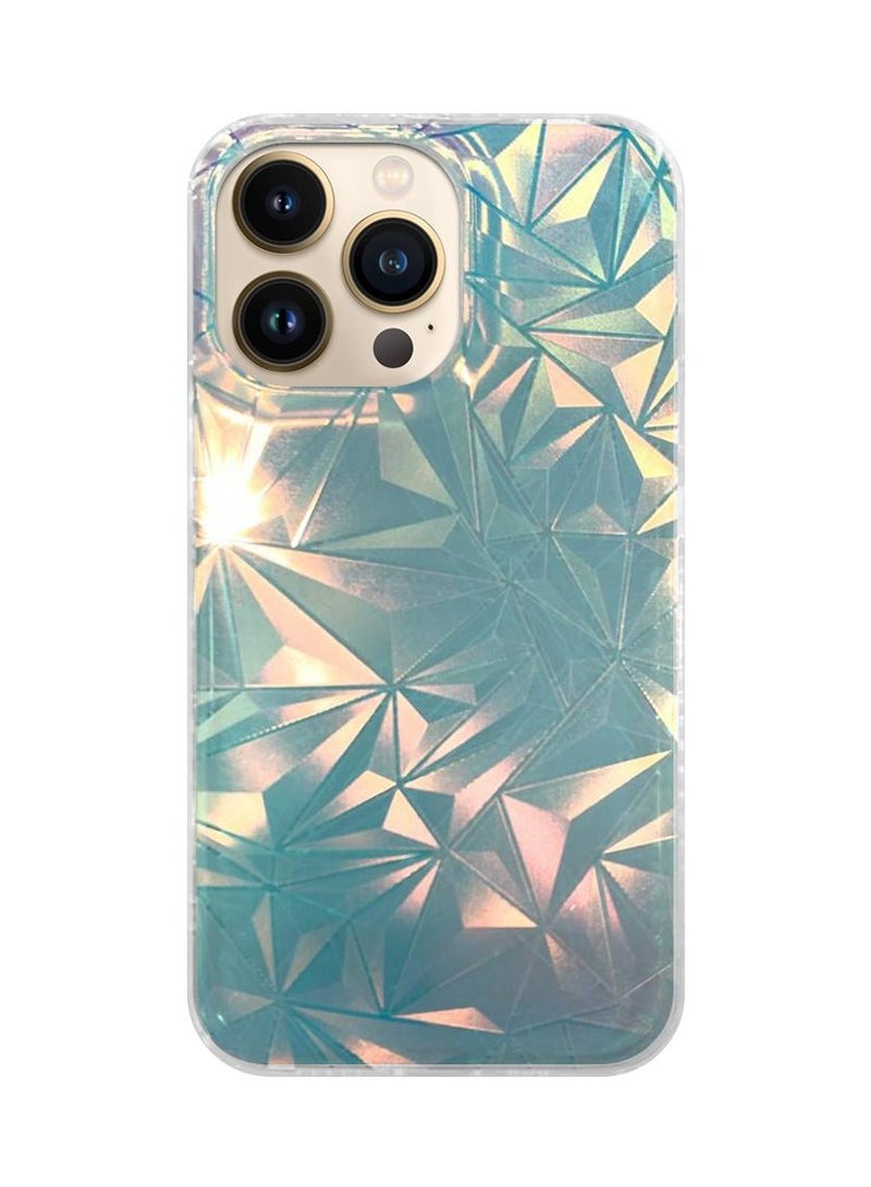 JOWAY iPhone 13 Pro Max Holographic Abstract Art Case Cover Gradient Rainbow Color Effect Aesthetic Painting Geometric Pattern Back Cover  - Image 1
