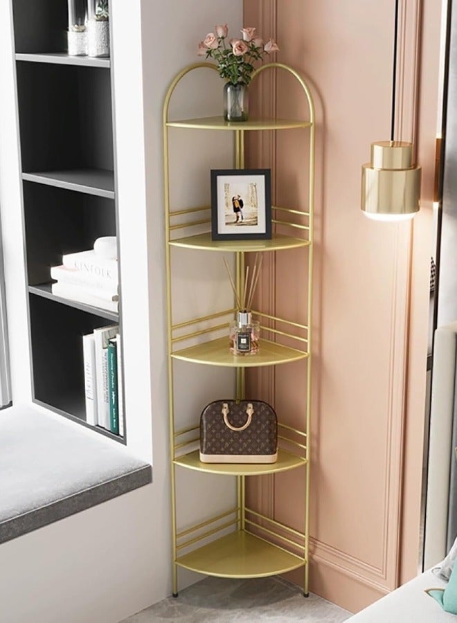 C&C Home 5 Tier Corner Shelf Metal Display Rack Bookshelf for Kitchen Living Room Bedroom 160*30*30cm - Image 1