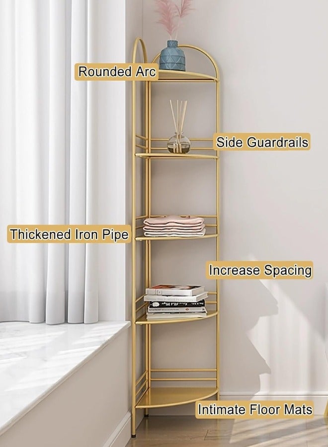 C&C Home 5 Tier Corner Shelf Metal Display Rack Bookshelf for Kitchen Living Room Bedroom 160*30*30cm - Image 4