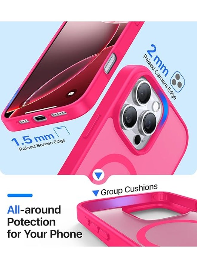 Magnetic for iPhone 16 Pro Max Case, [Compatible with MagSafe][Military-Grade Drop Protection][Anti-Yellow] Shockproof Protective Translucent Matte Cover for iPhone 16 Pro Max Phone Case,Hot Pink - Image 4