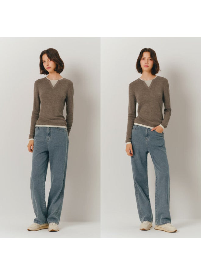 SEMIR Semir Women's Short Sweater, Faux Two-piece Design, Wool Blend Knit Top, Winter New Style, Warm Inner Layer, 109724107015  - Image 4