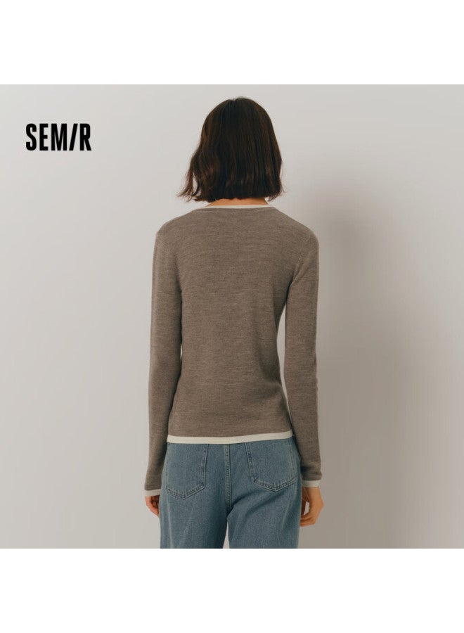 SEMIR Semir Women's Short Sweater, Faux Two-piece Design, Wool Blend Knit Top, Winter New Style, Warm Inner Layer, 109724107015  - Image 3