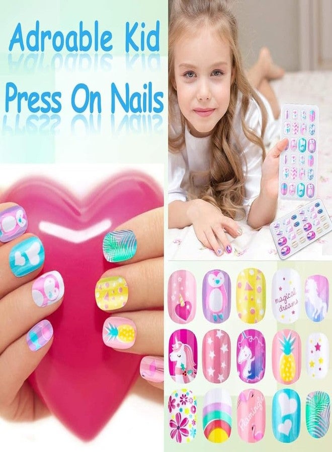 GODFLY Colorful Children Fake Nails For Girls | Jelly Glue On False Nails For Women Girl | Artificial Girls Nails Art Decoration (Multi Design) (24pcs)(3 PACK) - Image 2