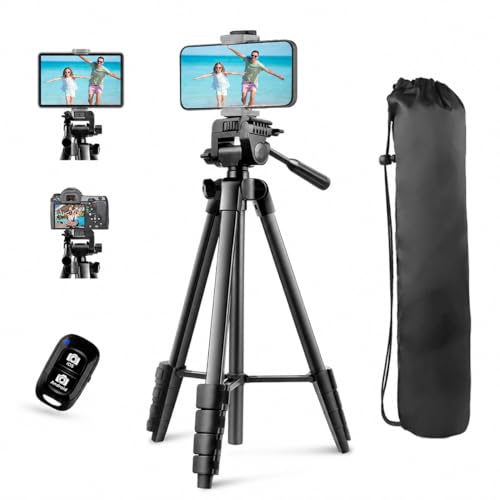 UBeesize 64 Camera iPad Tripod Tripod for iPad iPhone with Carry Bag Tablet Tripod with Remote and 2 in 1 Phone Holder for Video Recording Live Stream Photography Travel - Image 1