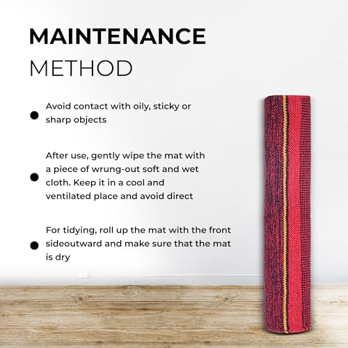 MeFree- 100 percent Cotton Yoga Mat for Men and Women, Eco-Friendly & Anti-Skid, 75 inches length x 26.5 inches width, 5mm thick (Maroon) - Image 5