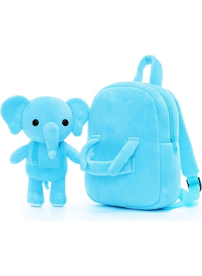 فرانتك حقيبة مدرسية ناعمة للسفر من Frantic Kids برسومات كرتونية على شكل حيوانات، حقيبة ظهر قياسية من القطيفة الناعمة للأولاد والبنات من عمر 2 إلى 5 سنوات، مناسبة للأطفال/الأولاد/الفتيات، الحضانة، مرحلة ما قبل المدرسة، النزهة (جسم كامل_Skyelehpant)، متوسطة الحجم، 10 لتر - Image 2