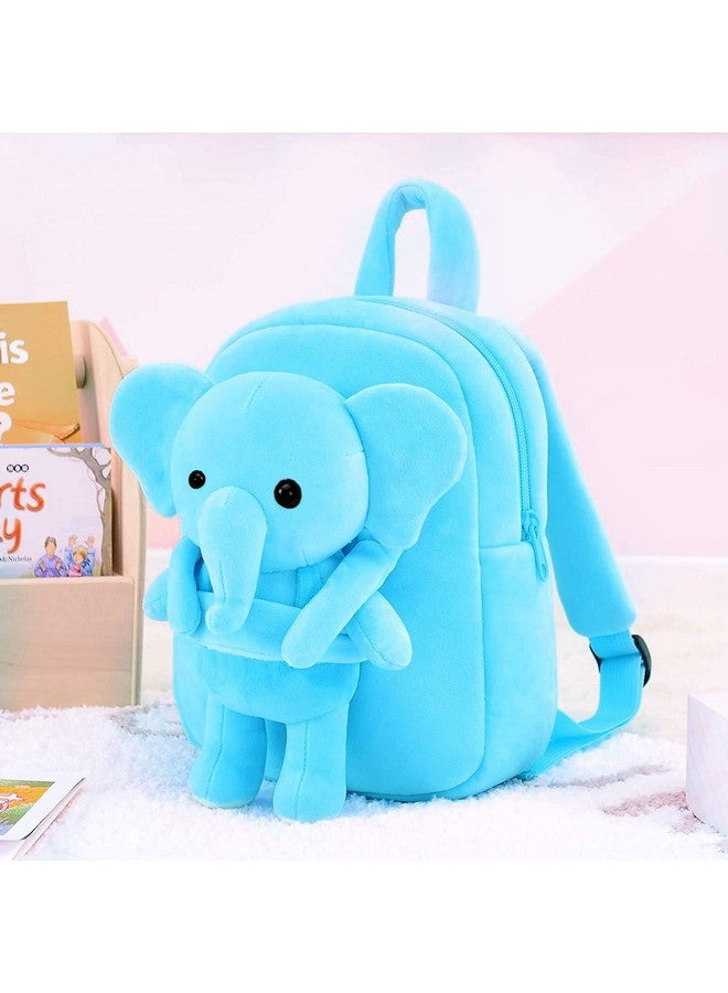 فرانتك حقيبة مدرسية ناعمة للسفر من Frantic Kids برسومات كرتونية على شكل حيوانات، حقيبة ظهر قياسية من القطيفة الناعمة للأولاد والبنات من عمر 2 إلى 5 سنوات، مناسبة للأطفال/الأولاد/الفتيات، الحضانة، مرحلة ما قبل المدرسة، النزهة (جسم كامل_Skyelehpant)، متوسطة الحجم، 10 لتر - Image 4