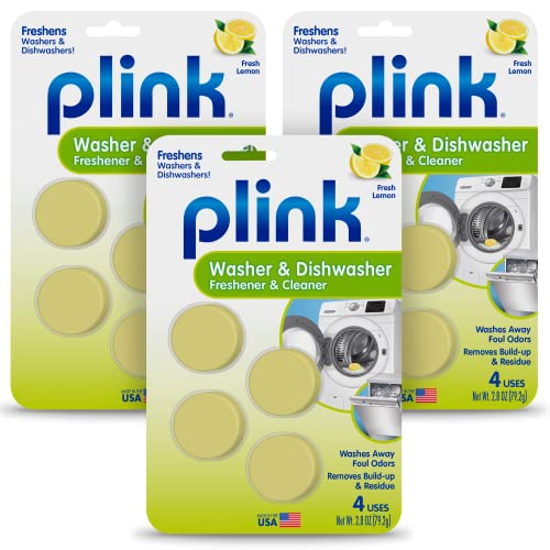 Plink Plink Washing Machine and Dishwasher Cleaner and Freshener Prevents Residue and Removes Odors in Kitchen and Laundry Room Appliances SepticFriendly Made in the USA Lemon Scent 12 Tablets