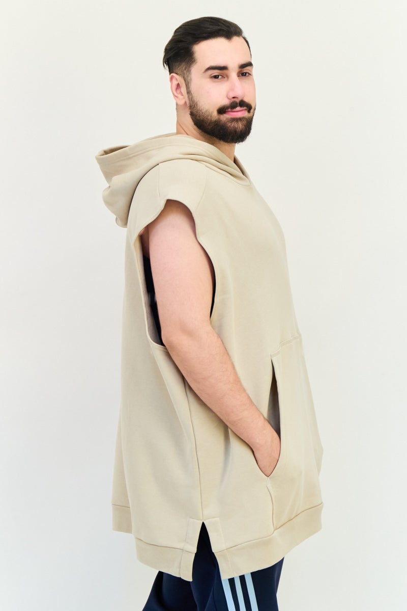Adidas Men Tall Fit Sleeveless Outdoor Hooded Sweatshirt, Beige  - Image 2