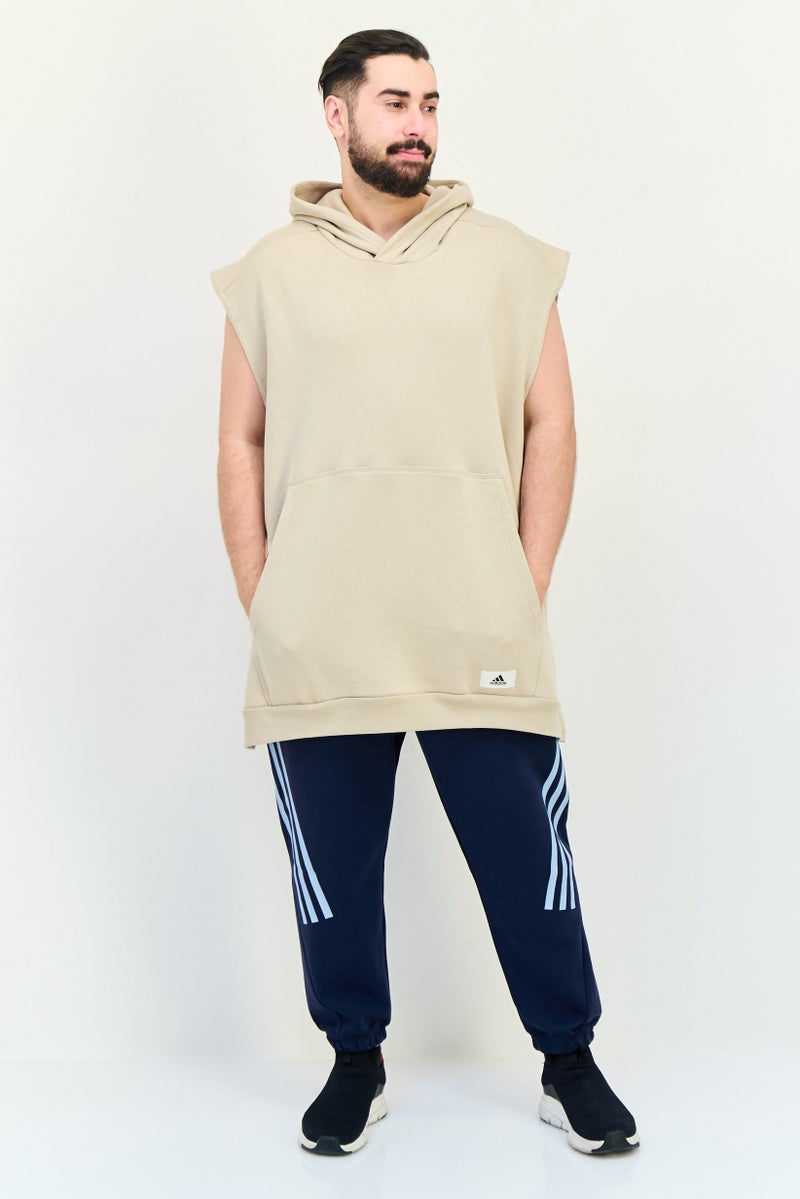 Adidas Men Tall Fit Sleeveless Outdoor Hooded Sweatshirt, Beige  - Image 4