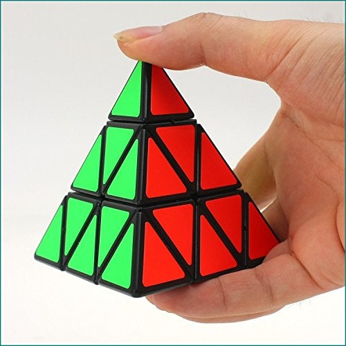 SHUYUE Pyramid Cube Speed Cube Glow in Dark Magic Speed Cube 3-D Brain Teasers IQ Puzzles for Kids and Adults (Black Background Sticker) - Image 3
