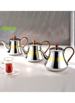 Alpaca Luxury Design 3-Piece Stainless Steel Teapot Set Silver/Gold/Brown 0.7 / 0.9 / 1.2 liters - pzsku/ZEC8B66CFCDCB3320E0A3Z/45/_/1684147109/b357d551-30a8-45bc-8c97-d0f44e4c51c5