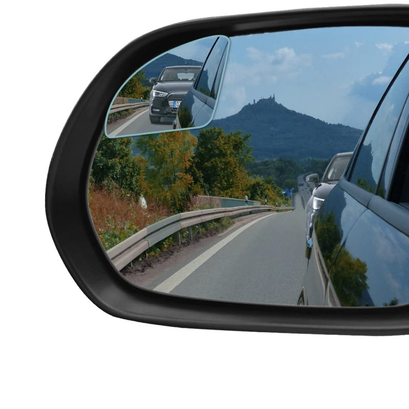 POMFW Blind Spot Mirror 2 inch Rearview Convex Side Mirrors for Cars SUV Truck Van Stick on 3M Adhesive Rear View HD Glass Frameless Sway Rotate adjustable Wide Angle 2PCS Fanshaped