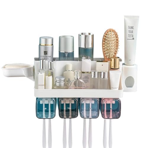 Maharsh Wall Mountable Durable and Stable Plastic Toothbrush Holder with 4 Slots for Keeping Toothpaste, Comb, Cream, Lotion & soap (Multicolor) (4 Slot) - Image 3