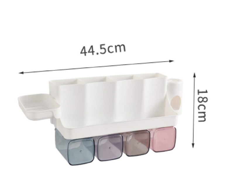 Maharsh Wall Mountable Durable and Stable Plastic Toothbrush Holder with 4 Slots for Keeping Toothpaste, Comb, Cream, Lotion & soap (Multicolor) (4 Slot) - Image 2