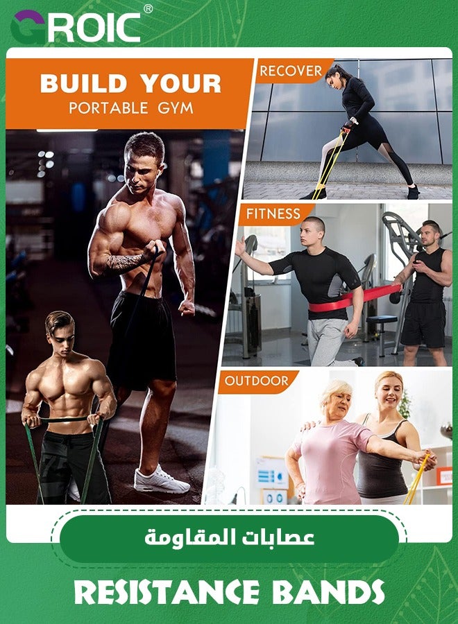 GROIC 4Pcs Resistance Band, Exercise Bands with Door Anchor Belt, Pull Up Assistance Bands, Pull Up Bands, Portable Exercise Workout Bands Set for Legs, Working Out, Muscle Training,Weightlifting  - Image 3
