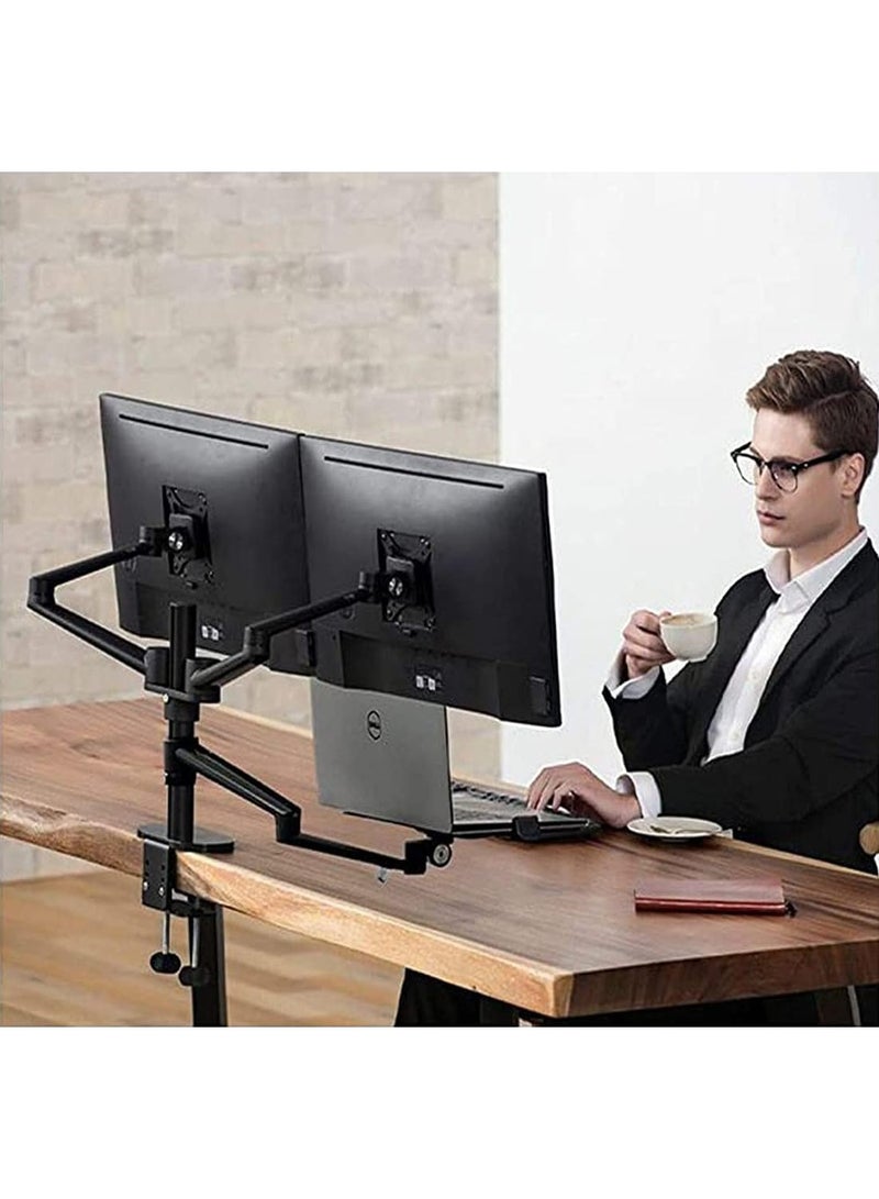 حامل لاب توب وشاشات 3 في 1 بارتفاع قابل للتعديل – متوافق مع لابتوبات 12 إلى 17 بوصة وشاشتين حتى 27 بوصة - Image 3