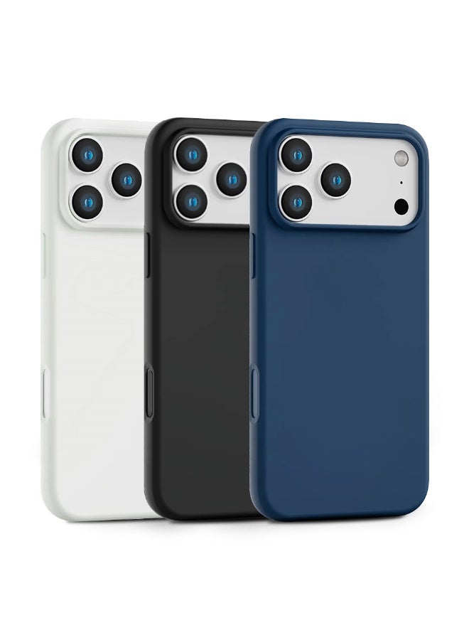 O Ozone Compatible with iPhone 17 Pro Case , Slim Liquid Silicone 3 Layers Soft Gel Rubber Shockproof Protective Cover with Anti-Scratch Microfiber Lining- Black/White/Grey - Image 1