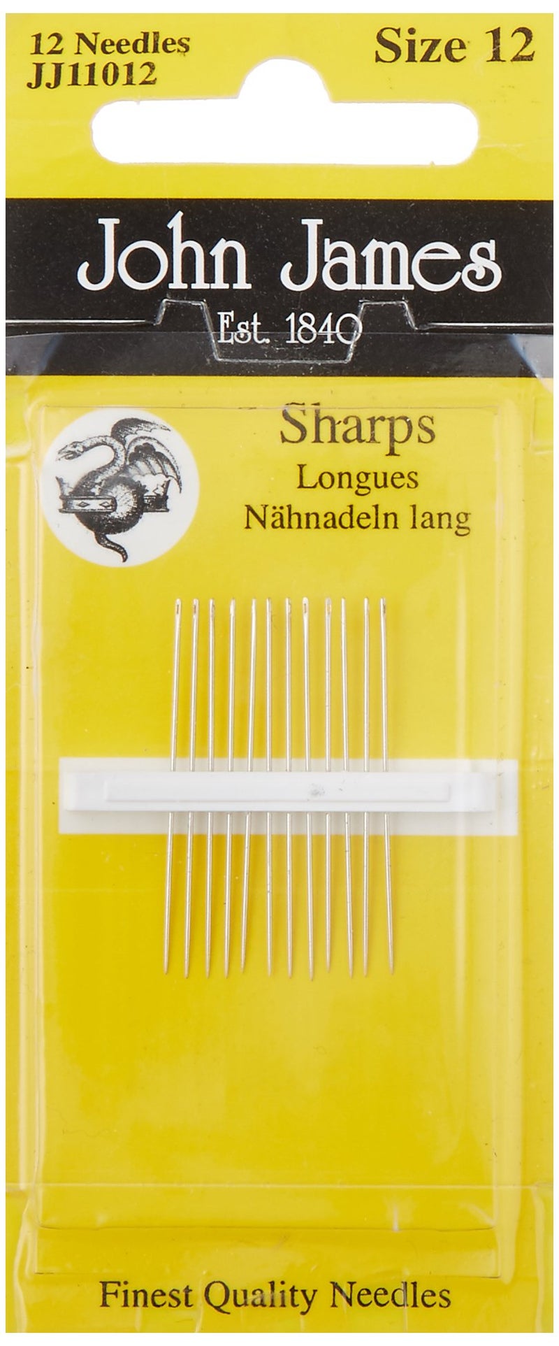 John James JJN11012 12 Piece Needle Sharps Size 12