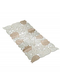 Kuber Industries Kuber Industries Plastic Table Runner Embroidery Cream (Gold)  - Image 1