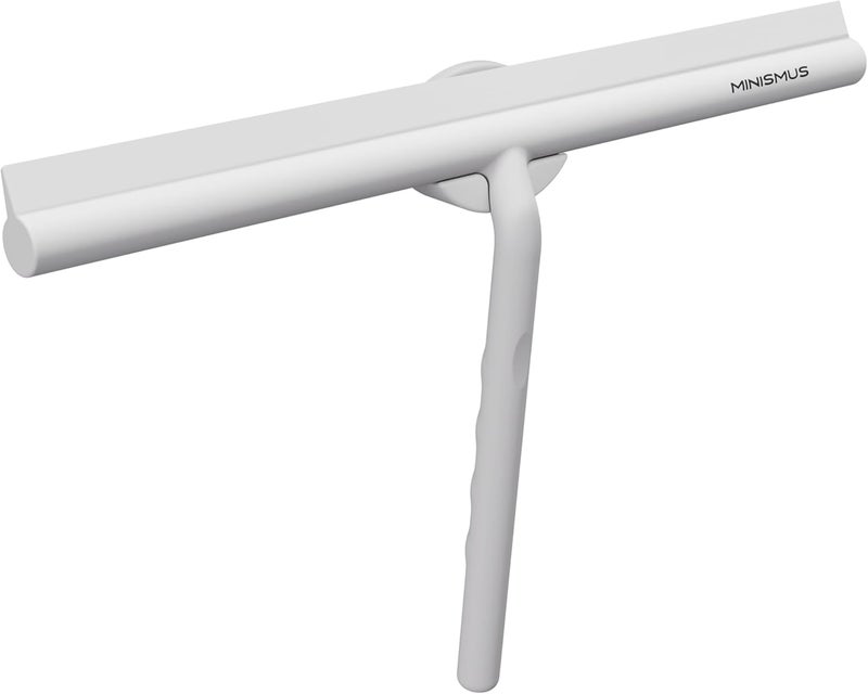 Minismus Shower Squeegee, Squeegee for Shower, Bathroom, Tiles, Mirrors, Windows, Includes Magnetic Holder, No Drilling, Self-Adhesive, Bathroom Accessories, Modern Design in Elegant (White, 33 cm) - Image 1