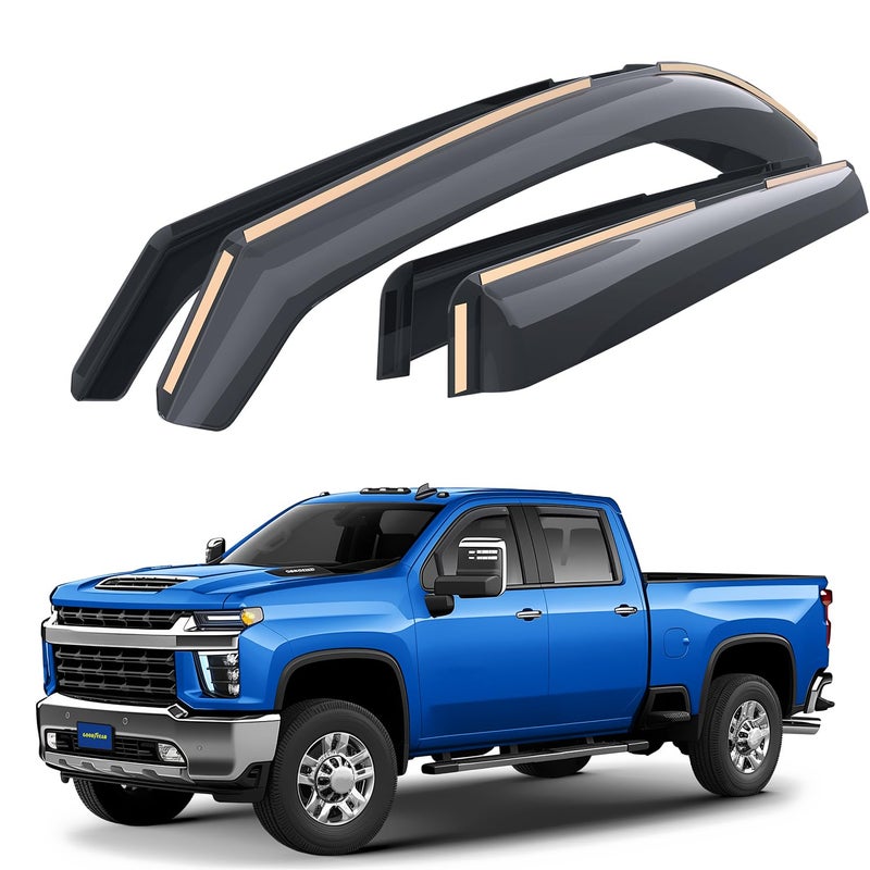 Goodyear Shatterproof inChannel Window Deflectors for Chevy SilveradoSierra 2500HD3500HD 20202025 Crew Cab Rain Guards Window Visors for Cars Vent Deflector Car Accessories 4 pcs GY007746