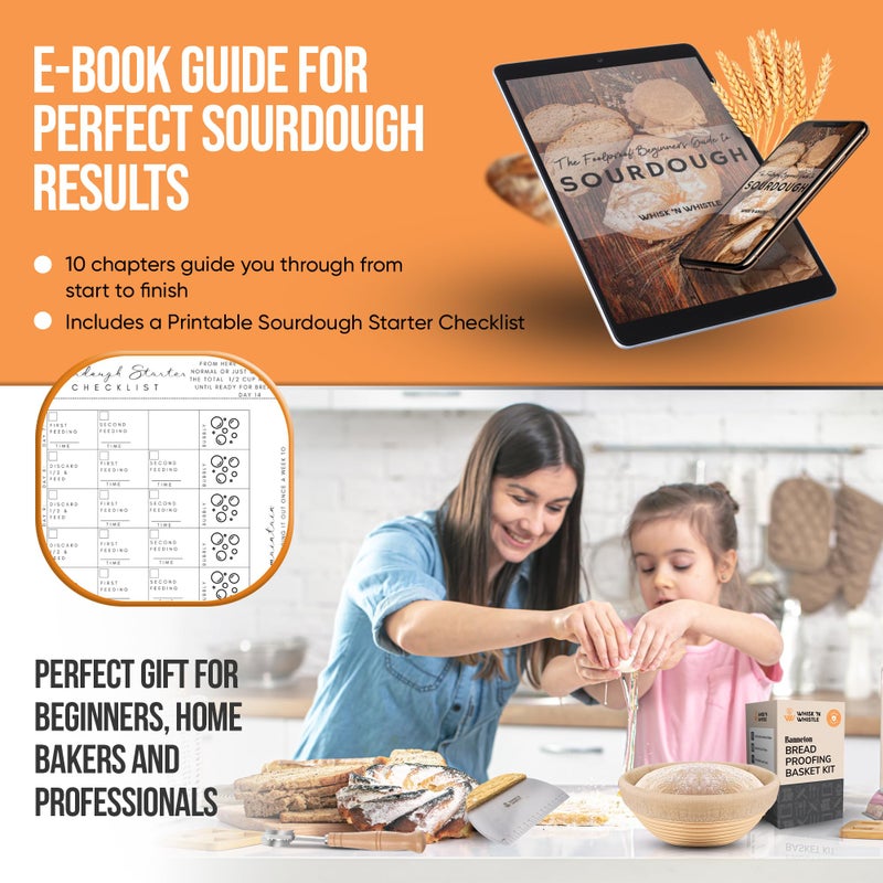 Trailblaze Complete Banneton Bread Proofing Basket Set - 9" Round & 10" Oval Sourdough Baskets with Lame Dough Scraper Liner - Sourdough Bread Baking Supplies Starter Kit  - Image 4