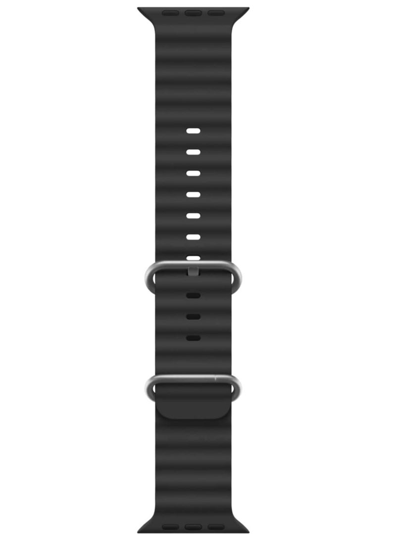 ELTRAZONE Apple Watch Band Ultra 49mm 45mm 44mm 42mm, Adjustable Loop with Buckle Soft Stretchy Silicone Sports Band for iWatch Series SE 8 7 6 5 4 3 2 1 Men Women, Black - Image 4