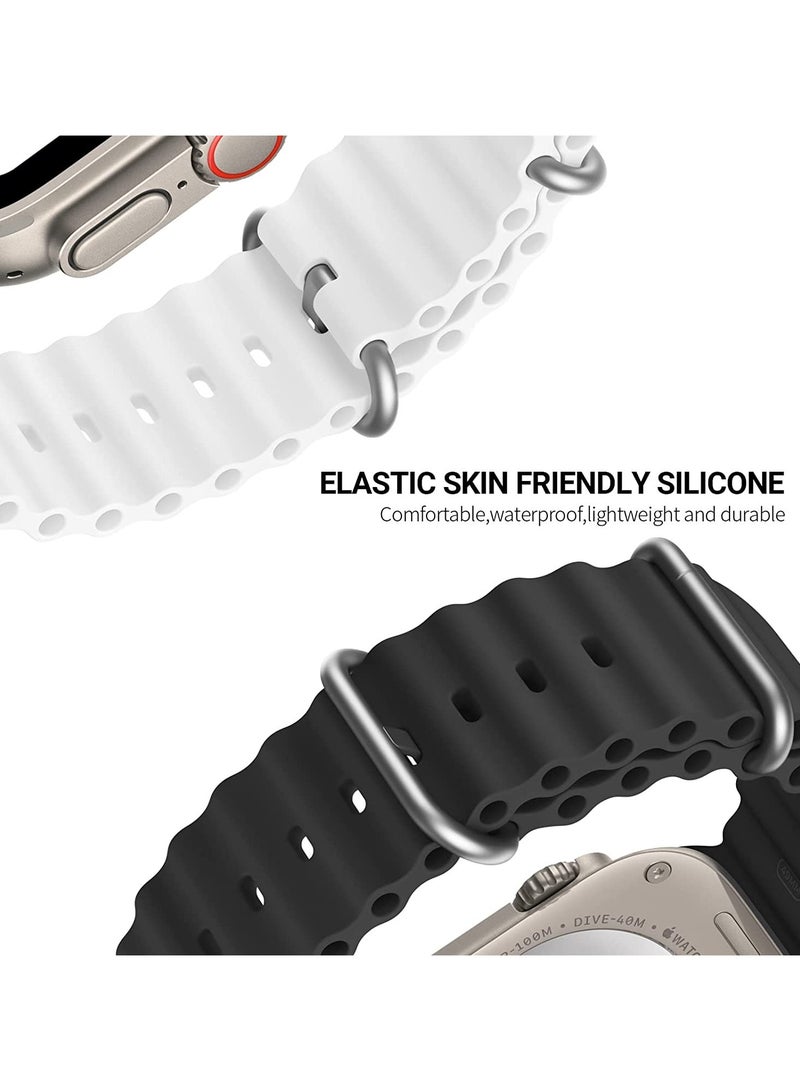 ELTRAZONE Apple Watch Band Ultra 49mm 45mm 44mm 42mm, Adjustable Loop with Buckle Soft Stretchy Silicone Sports Band for iWatch Series SE 8 7 6 5 4 3 2 1 Men Women, Black - Image 3