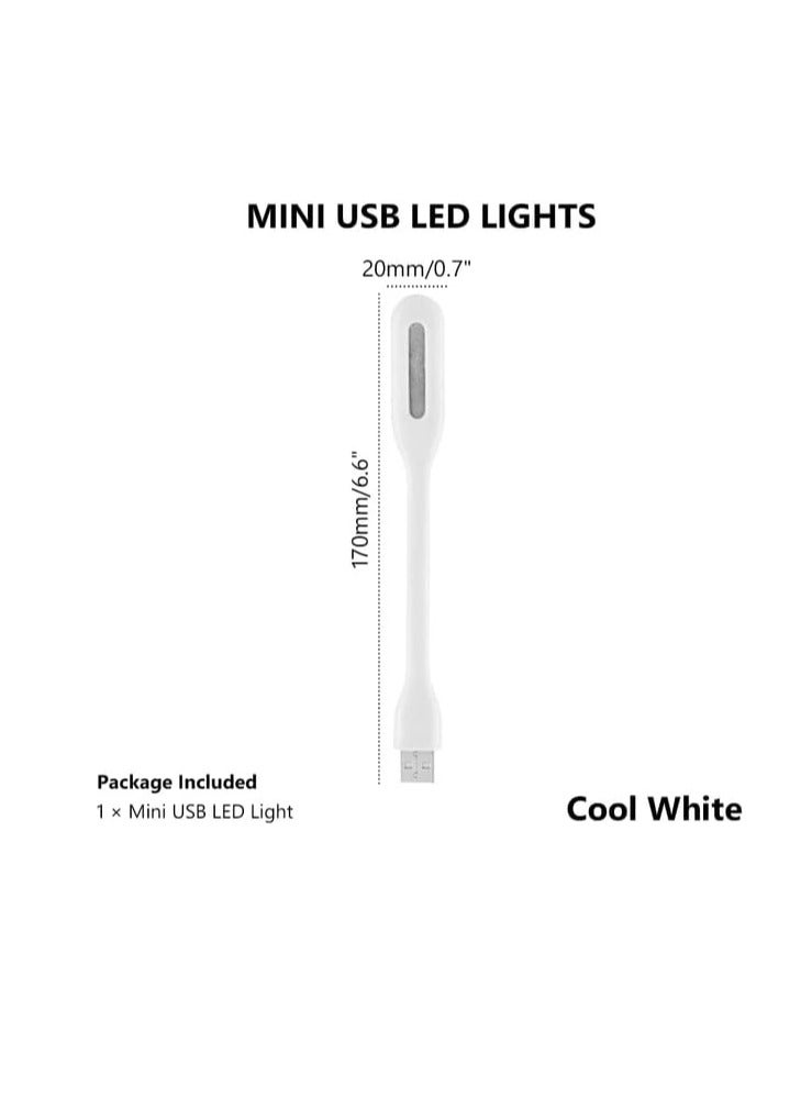 Bukela USB LED Light Lamp for Power Bank, Portable Eye Care Mini Night Light with Flexible Arm, USB Gooseneck Reading Lamps Book Light,Compatible for Desktop, Notebook Laptop (10-White)  - Image 4