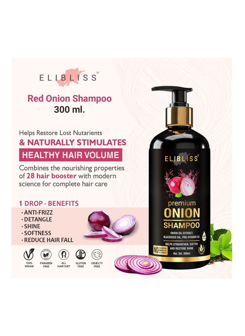 ELIBLISS Elibliss Premium Onion Shampoo for Strong Anti Frizz Hair Paraben Silicone Sulphate 300ML Pack of 2  - Image 2