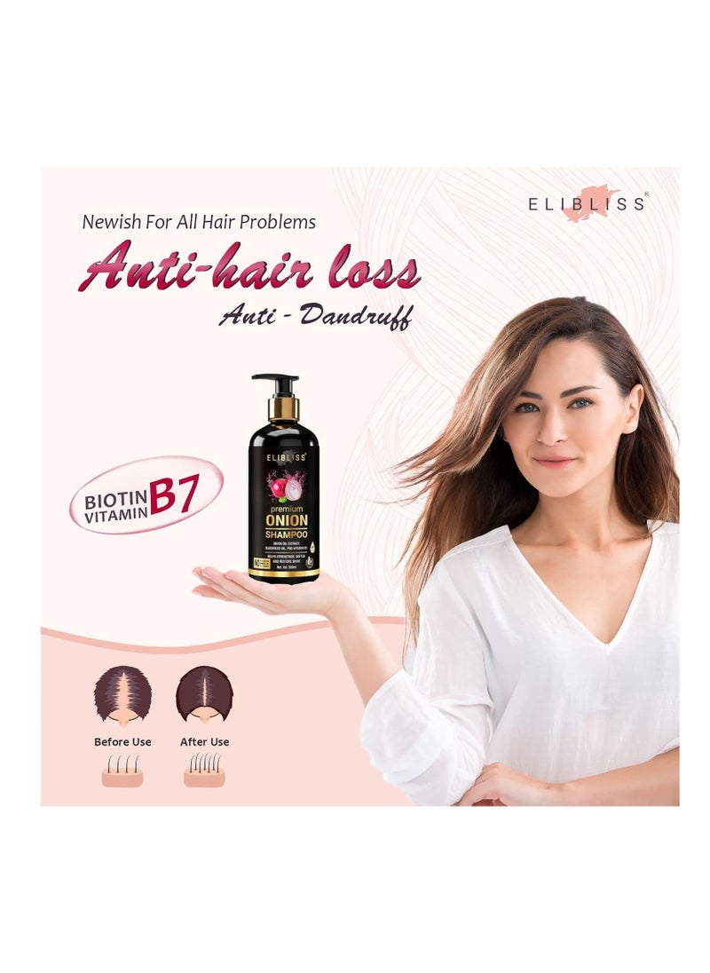 ELIBLISS Elibliss Premium Onion Shampoo for Strong Anti Frizz Hair Paraben Silicone Sulphate 300ML Pack of 2  - Image 4