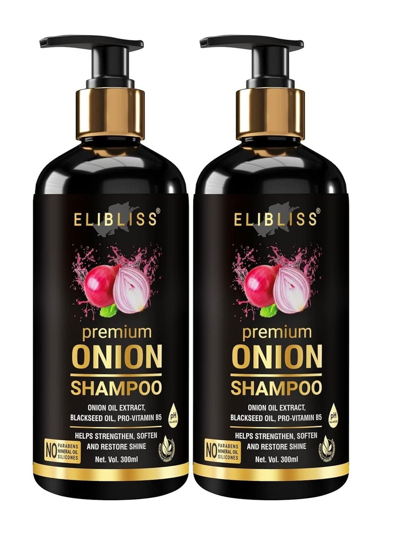 ELIBLISS Elibliss Premium Onion Shampoo for Strong Anti Frizz Hair Paraben Silicone Sulphate 300ML Pack of 2  - Image 1