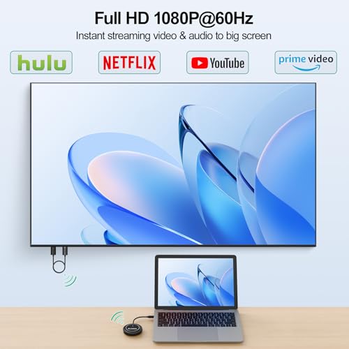 SUIDEK Wireless HDMI Display Dongle Adapter, USB-C to HDMI Transmitter and Receiver 4K Decode 1080P@60Hz Output,98FT/30M Stream Video from Laptop/PC/Smartphone to TV/Projector/Monitor - Image 2