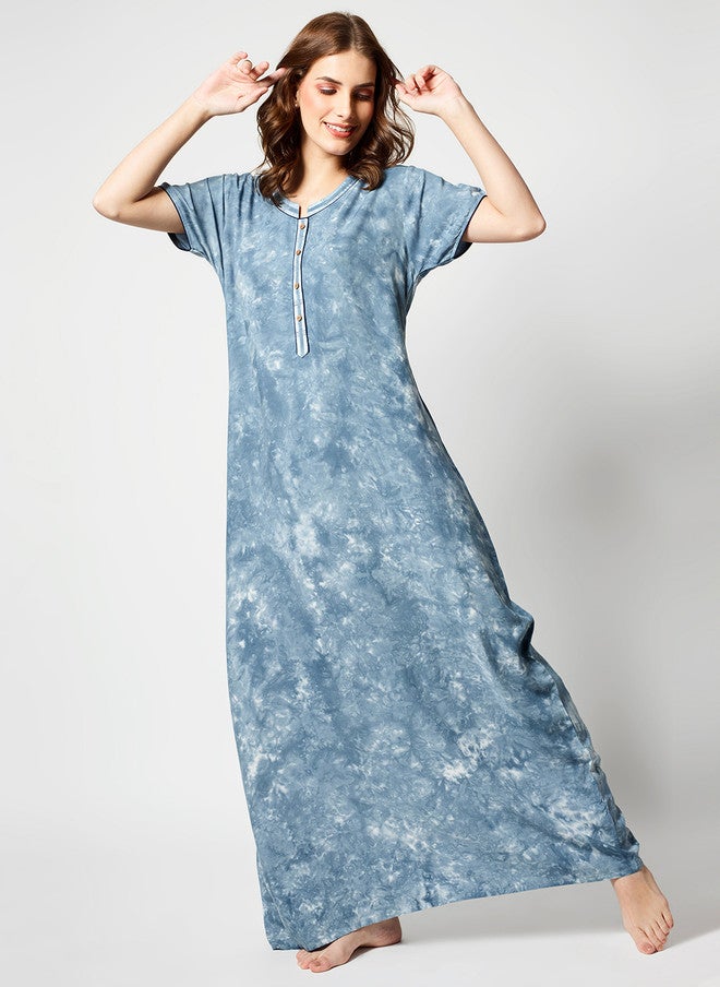 Zeyo Tie And Dye Printed Maxi Nightdress - Image 3