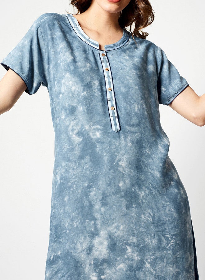 Zeyo Tie And Dye Printed Maxi Nightdress - Image 2