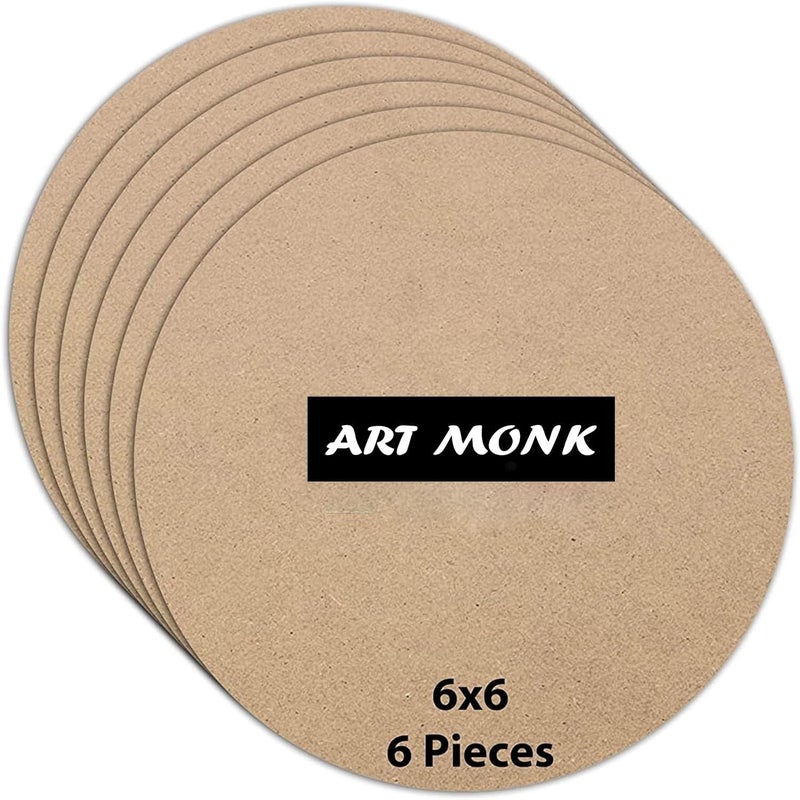 Art Monk 6 Piece Round MDF Boards for Art and Craft Wood Round MDF Sheets for Craft Work DIY MDF Cutouts 6 Inch 6 Pcs - Image 1