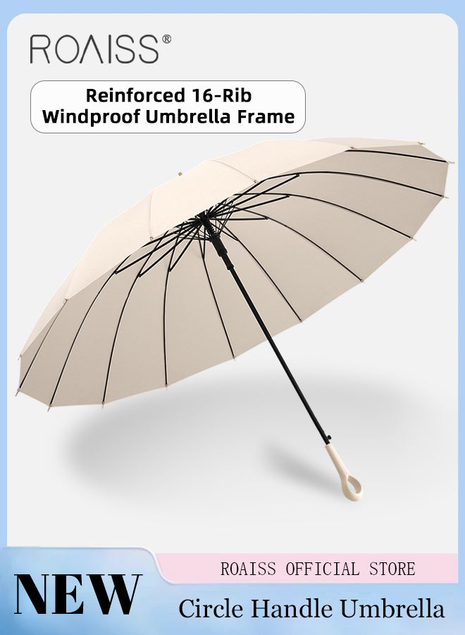 roaiss Multifunctional Long Handle 16 Rib Umbrella with Ring Handle Fruit Color Waterproof Enlarged Automatic Umbrella with Reinforced Fiberglass Ribs for Effective Wind Rain and Sun Protection - Image 1