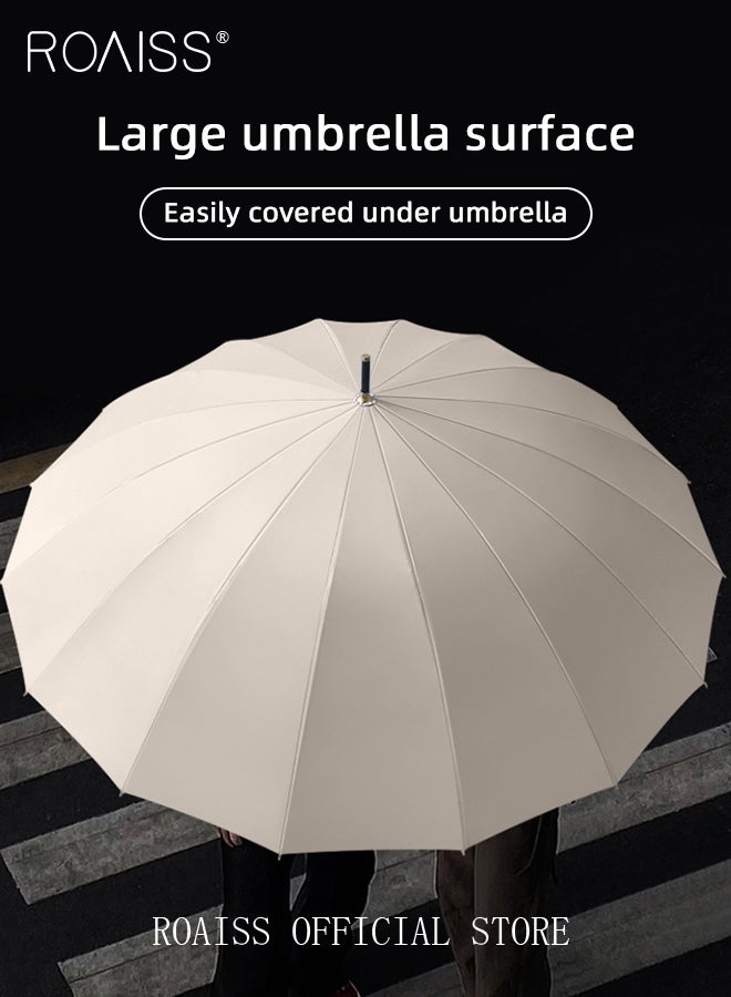 roaiss Multifunctional Long Handle 16 Rib Umbrella with Ring Handle Fruit Color Waterproof Enlarged Automatic Umbrella with Reinforced Fiberglass Ribs for Effective Wind Rain and Sun Protection - Image 2