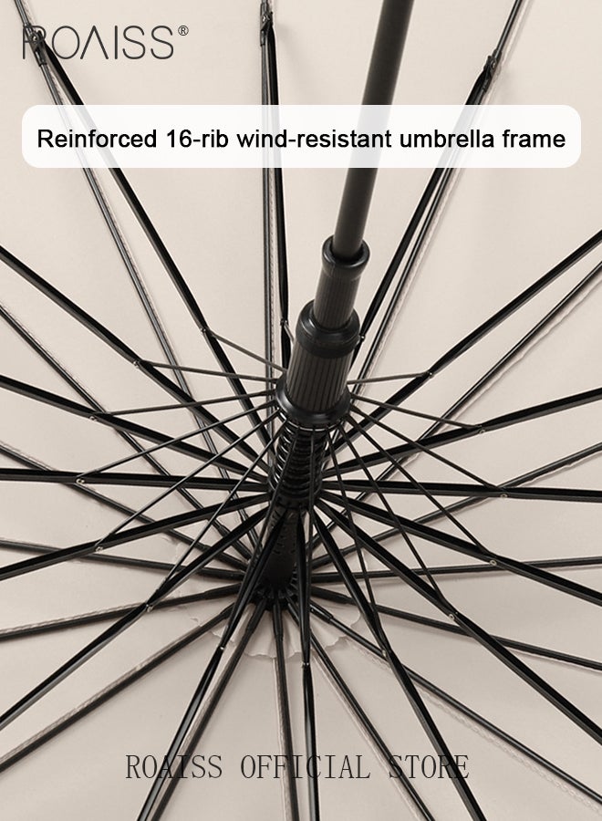 roaiss Multifunctional Long Handle 16 Rib Umbrella with Ring Handle Fruit Color Waterproof Enlarged Automatic Umbrella with Reinforced Fiberglass Ribs for Effective Wind Rain and Sun Protection - Image 5